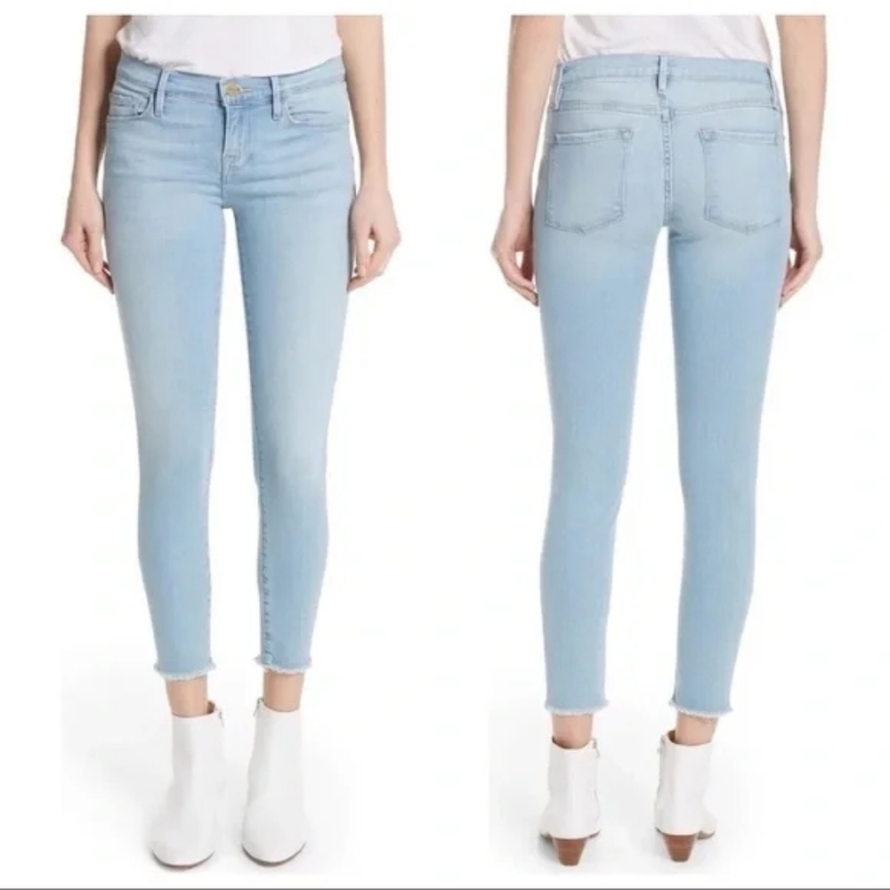 Frame Le Skinny de Jeanne Crop in Jerome Light Wash Size 25 - Picture 1 of 15